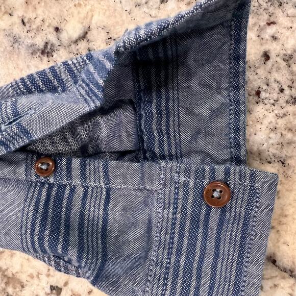 Wrangler Shirt- Men’s Large Slim Fit -Blue Horizontal Stripes -Long Sleeves - Picture 9 of 11